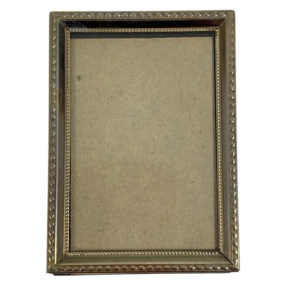 Vintage Silver-Tone Ornate Metal Mini Picture Easel Frame For Photos 2x3" - Picture 6 of 8